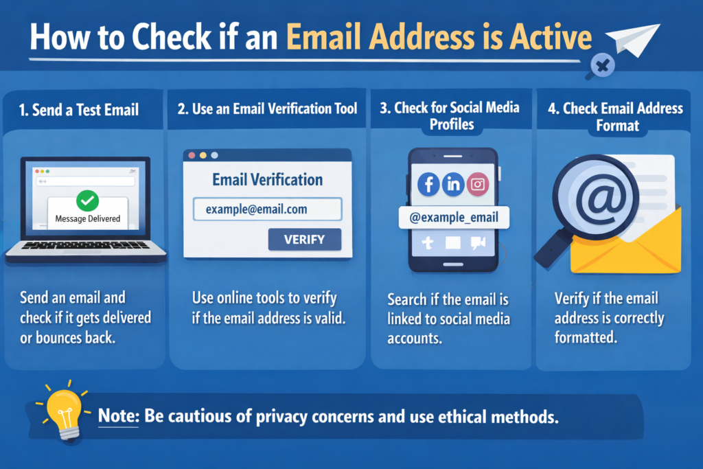 person verifying if an email address is active on laptop